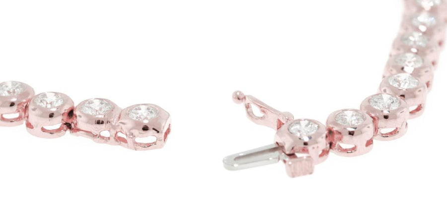 7ct Diamond Bezel Tennis Bracelet 14k Rose Pink Gold