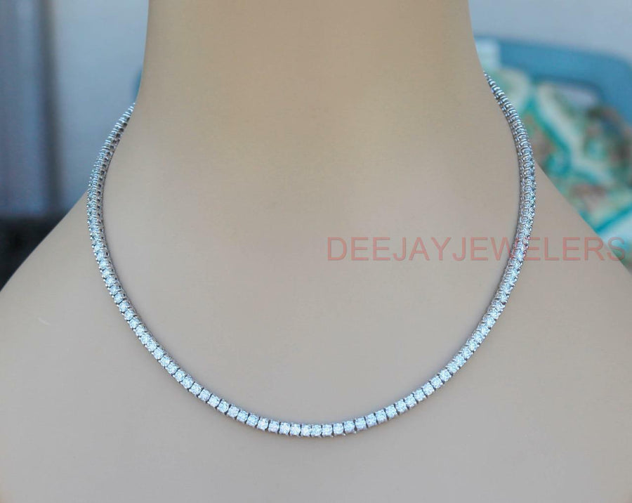 18ct Diamond Tennis Eternity Necklace Box Link 14k White Gold