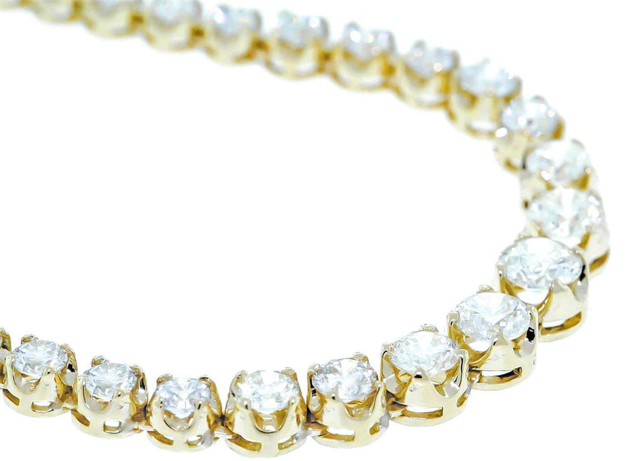 15ct Diamond Graduated Riviera Tennis Necklace 14k Yellow Gold