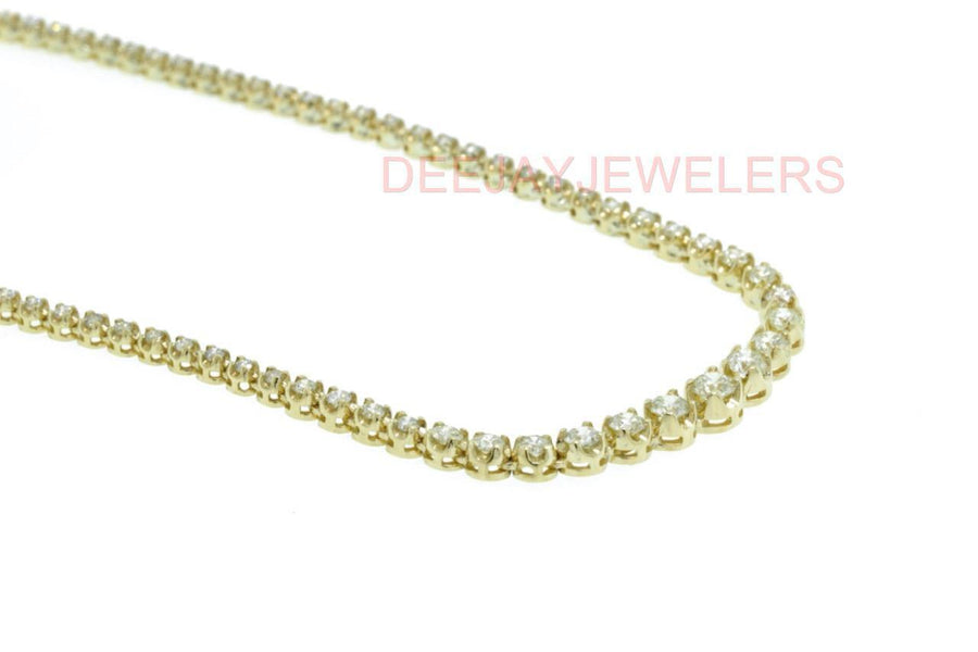 5.52ct Graduated Diamond Tennis Riviera Necklace 14k Yellow Gold
