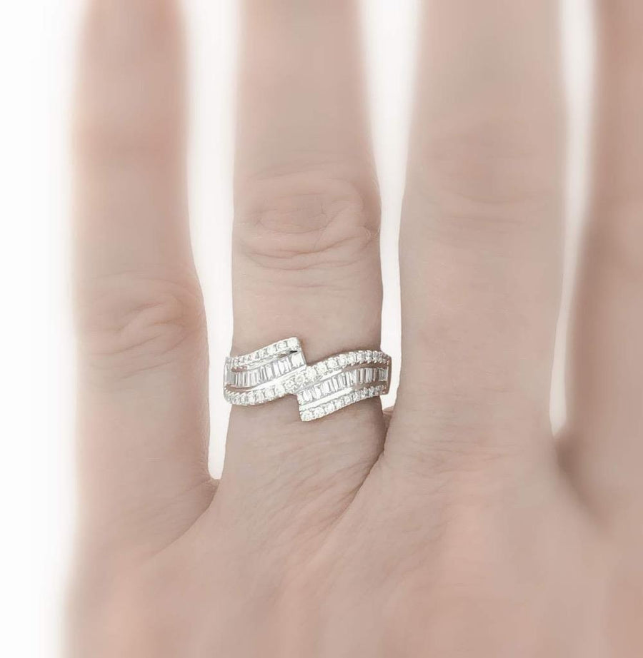 0.60ct Baguette Diamond Ring 18k White Gold Band