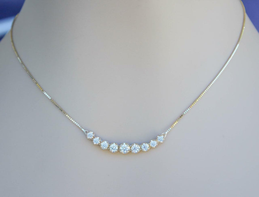 1.40ct Diamond Fancy Bar Necklace 14k Yellow Gold