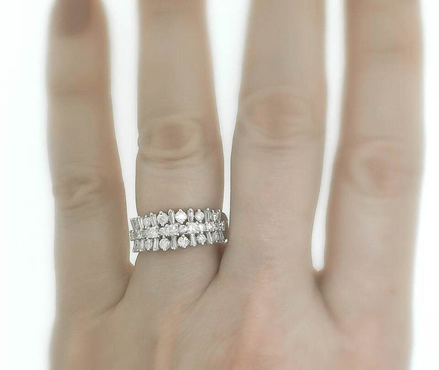 1.56ct Diamond Ring 18k White Gold Anniversary Band