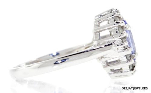 2.00ct Tanzanite Diamond Ring 14k White Gold