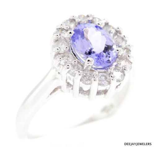 2.00ct Tanzanite Diamond Ring 14k White Gold