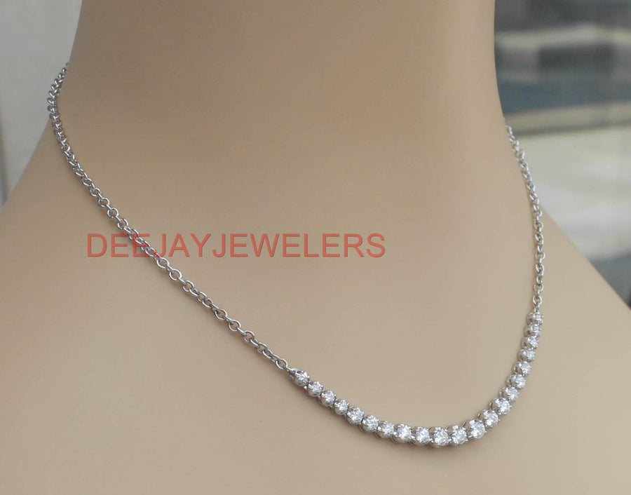 2.55ct Diamond Half Tennis Necklace 14k White Gold