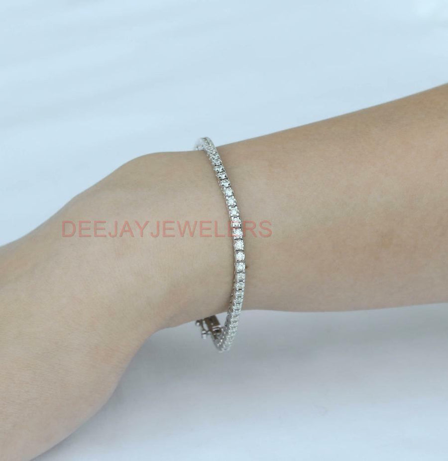 4ct Diamond Tennis Line Bracelet 14k White Gold