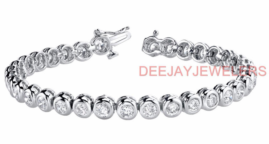 7ct Diamond Tennis Bracelet Bezel 14k White Gold