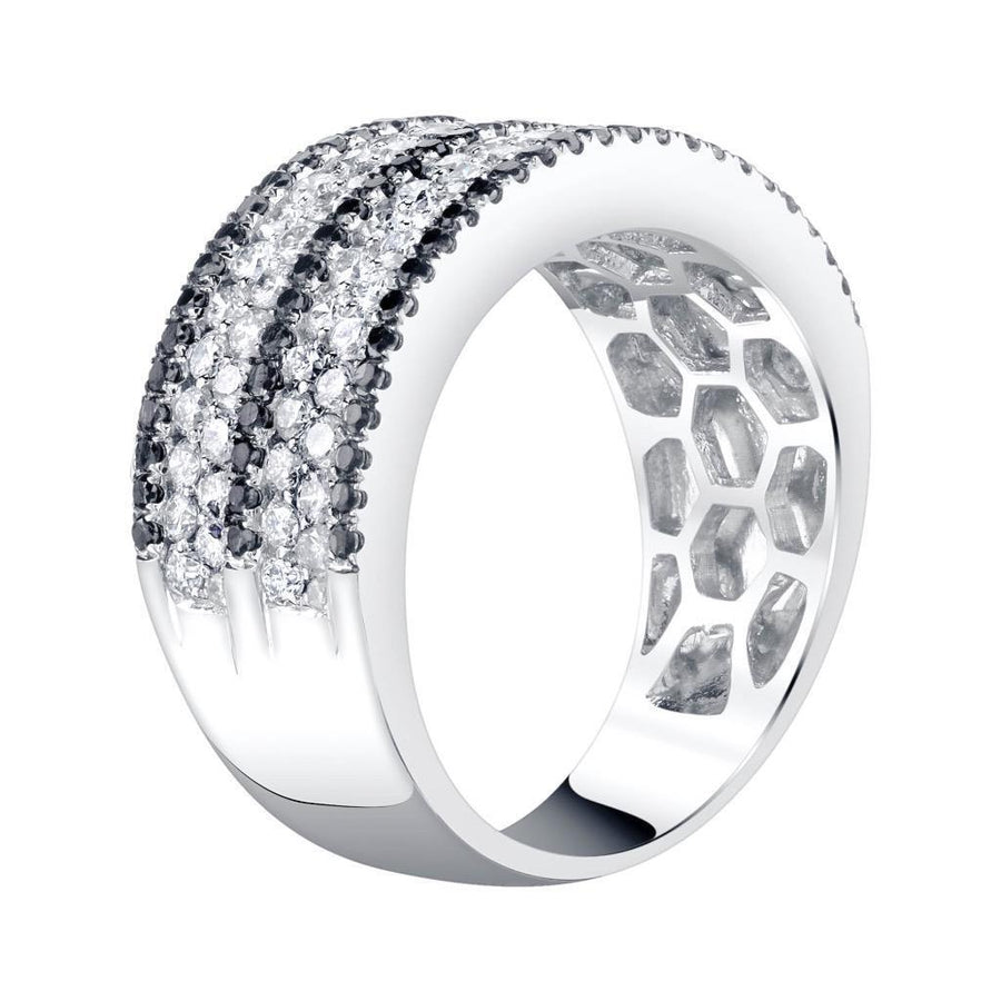 1.65ct Black and White Diamond Ring 18k White Gold Band