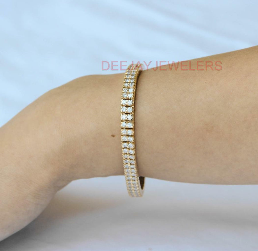 6ct Diamond Double Row Tennis Bracelet 14k Yellow Gold