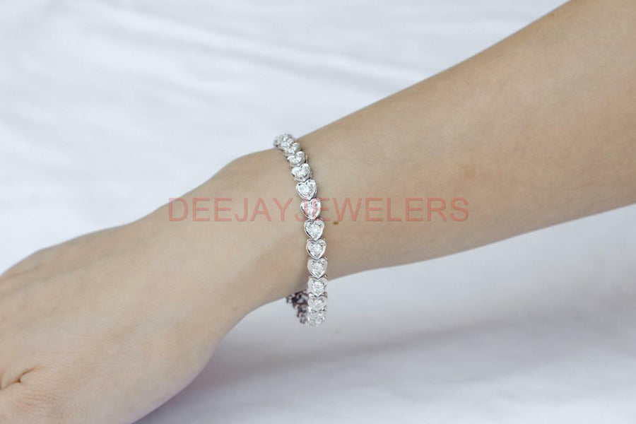5.00ct Diamond Heart Tennis Bracelet 14k White Gold