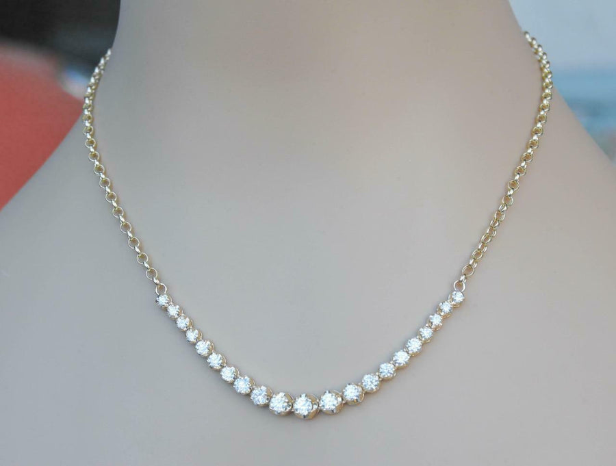 3.80ct Diamond Half Tennis Necklace 14k Yellow Gold