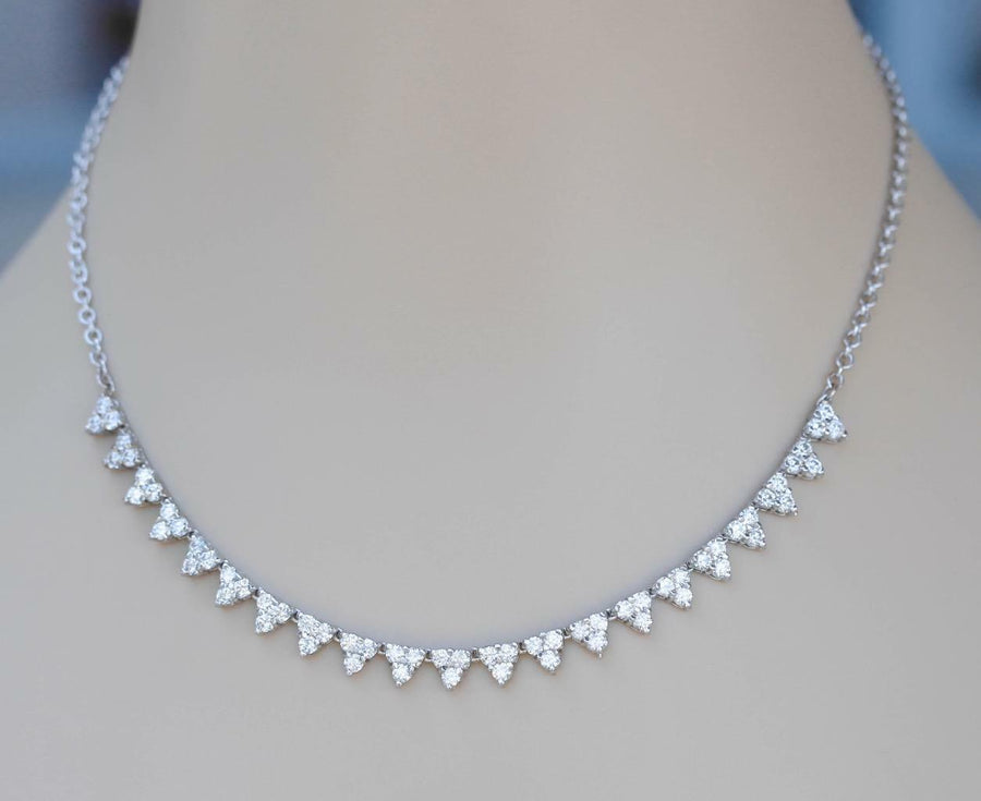 3.75ct Diamond Fancy Layering Necklace 14k White Gold