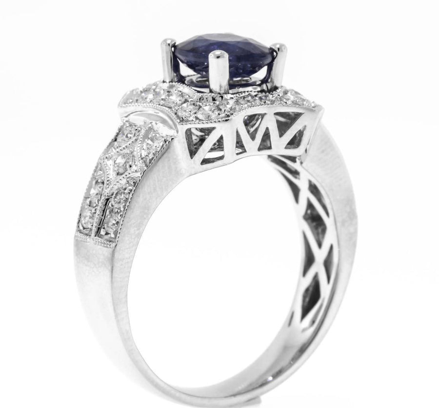 2ct Sapphire and Diamond Ring 18k White Gold