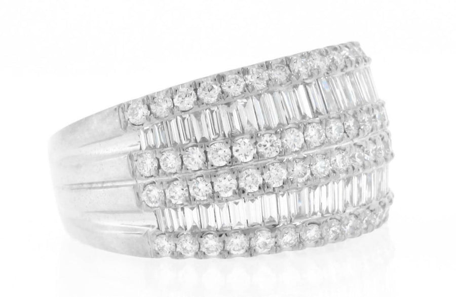 Alexandra Ring | 2.41ct Baguette Diamond Statement Ring 18k White Gold Band