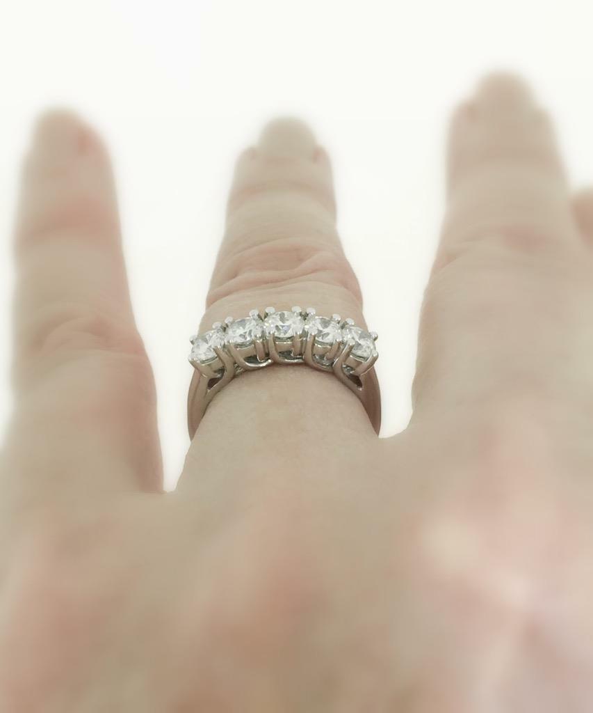 1.01ct Diamond 5-Stone Anniversary Ring 14k White Gold