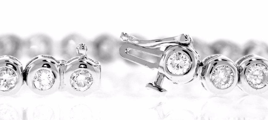 7ct Diamond Tennis Bracelet Bezel 14k White Gold