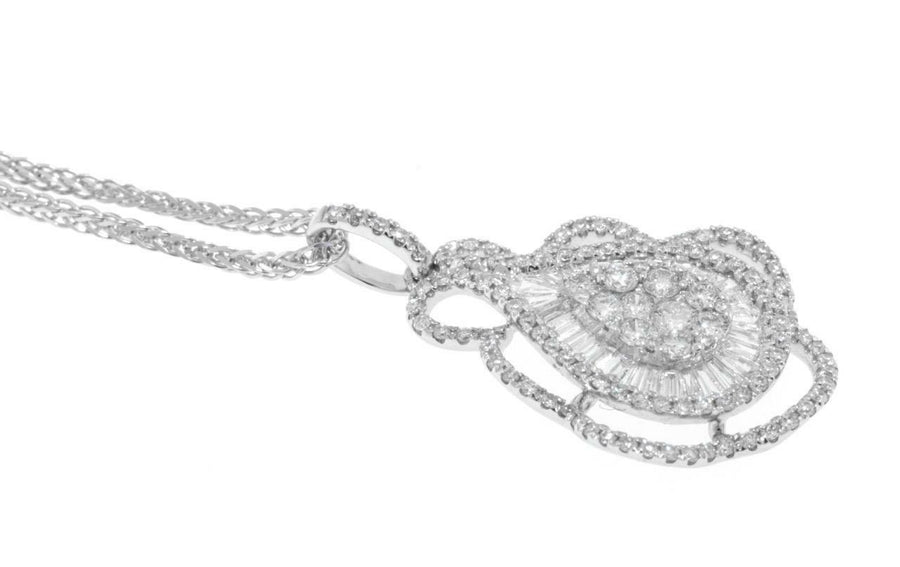 1.75ct Baguette Diamond Pendant Necklace 18k White Gold