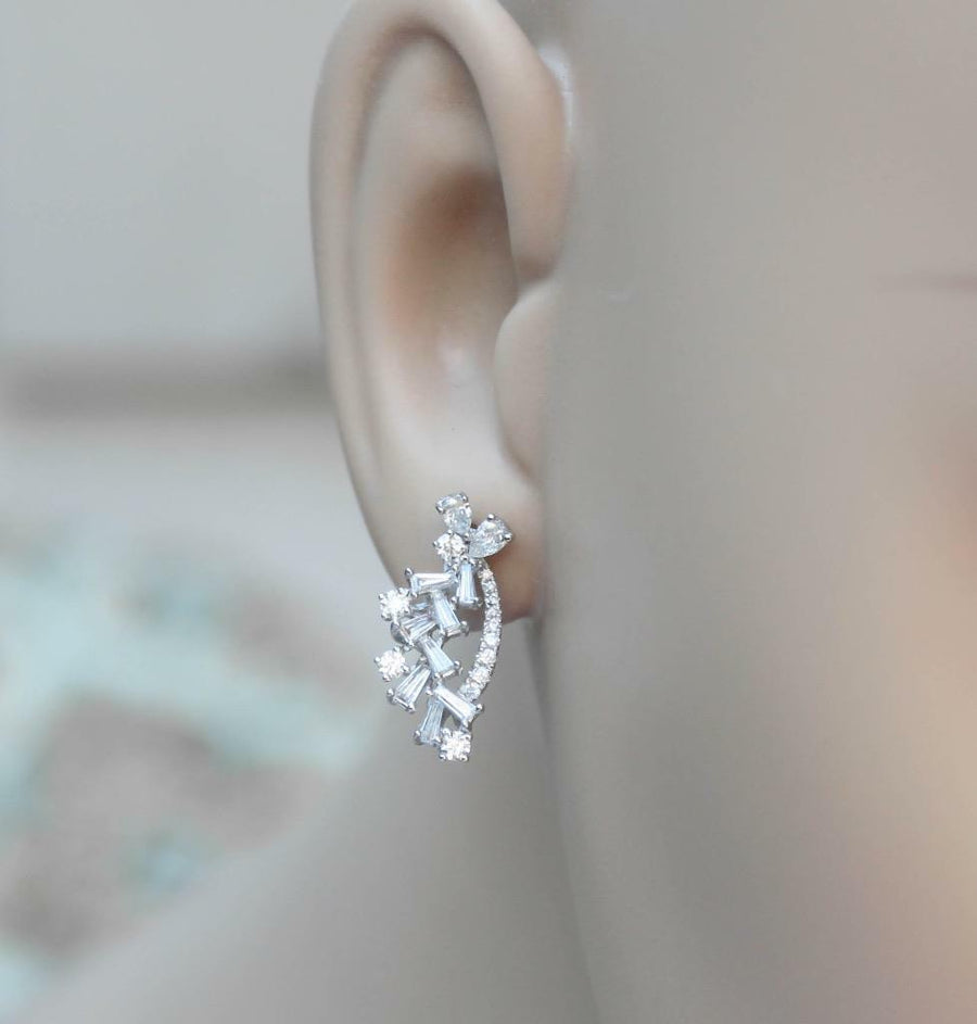 1.08ct Diamond Cascade Drop Earrings 18k White Gold