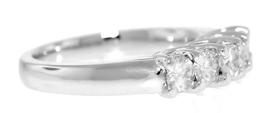 1.01ct Diamond Anniversary Ring 5 Stone Band 14k White Gold
