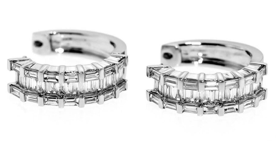 1.77ct Baguette Diamond Hoop Earrings 18k White Gold