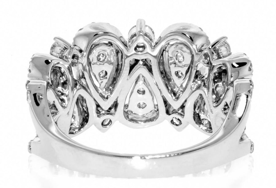 1.09ct Diamond Anniversary Ring 18k White Gold Wide Band