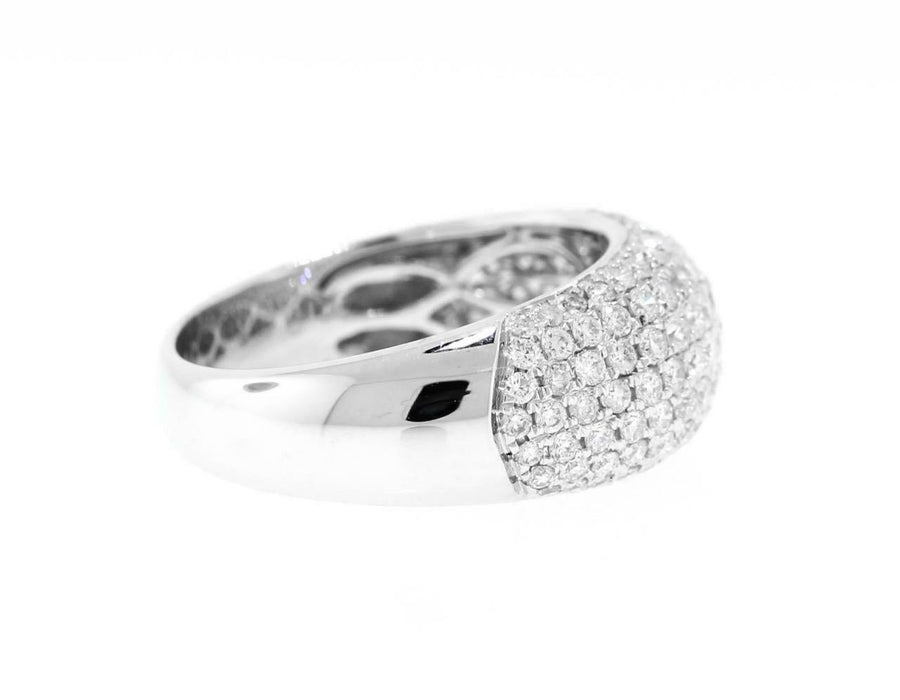 1.38ct Diamond Anniversary Ring Dome Band 18k White Gold
