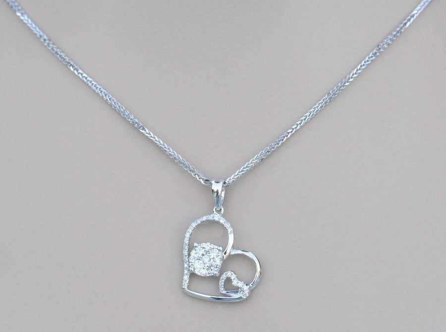 0.35ct Diamond Heart Necklace Pendant 18k White Gold