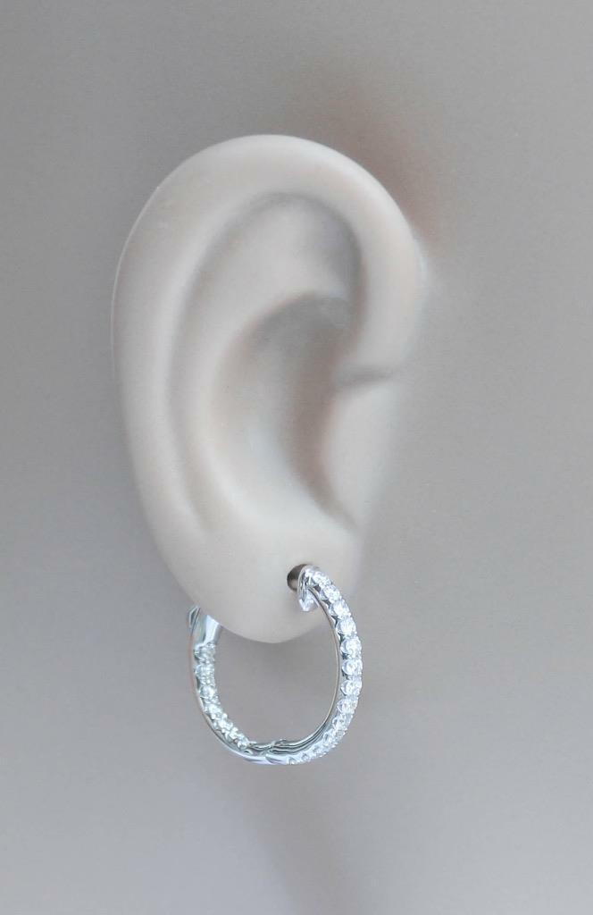 0.81ct Diamond Inside Out Round Hoop Earrings 18k White Gold