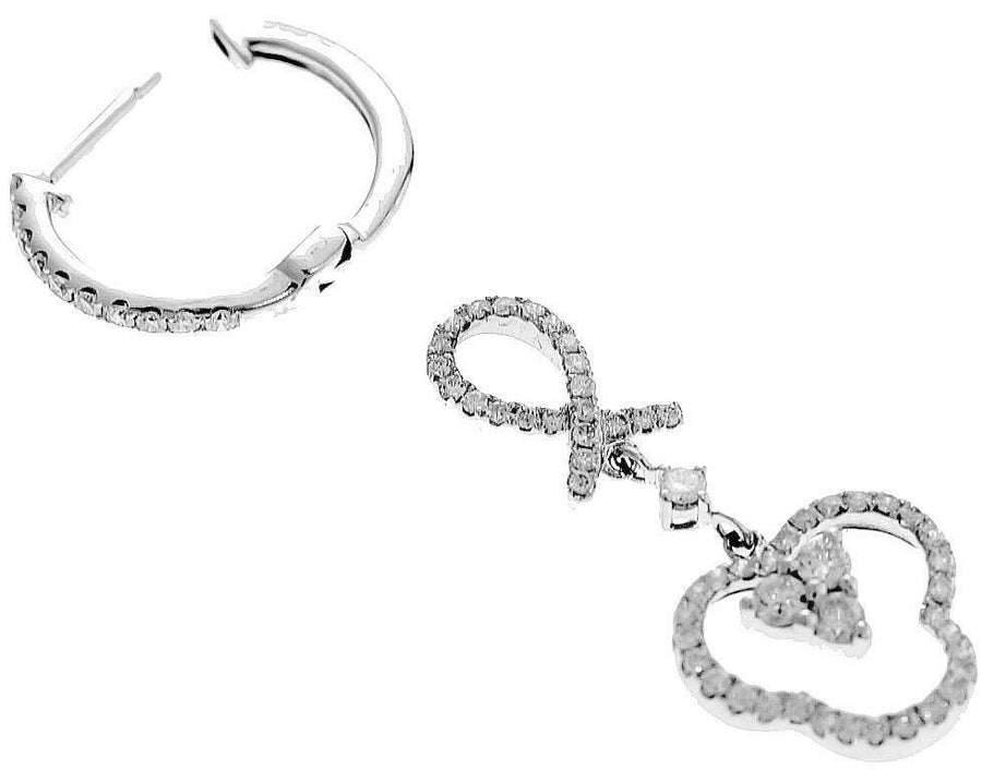 1.15ct Diamond Drop Earrings 18k White Gold Hoop Detachable Dangle