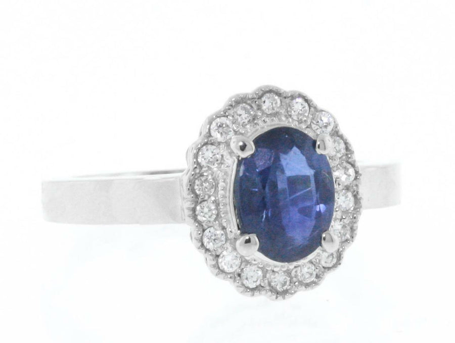 1.51ct Sapphire and Diamond Ring 14k White Gold