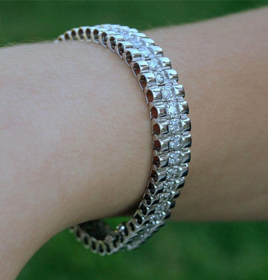 4.50ct Diamond Rolex Link Bracelet 14k White Gold