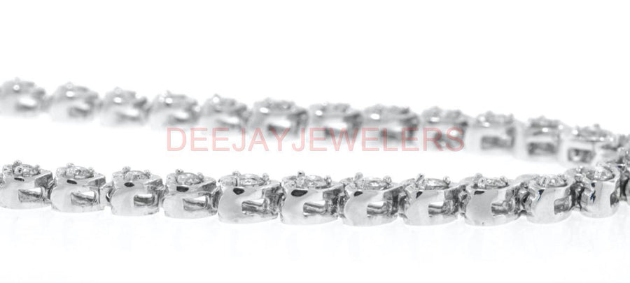 4.25ct Diamond Heart Link Tennis Necklace 14k White Gold