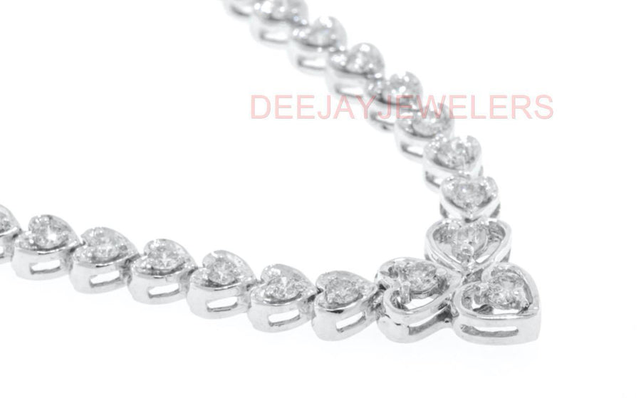 4.25ct Diamond Heart Link Tennis Necklace 14k White Gold