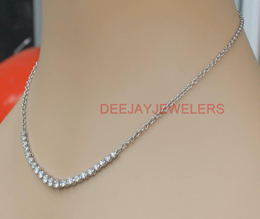 2.55ct Diamond Half Tennis Necklace 14k White Gold