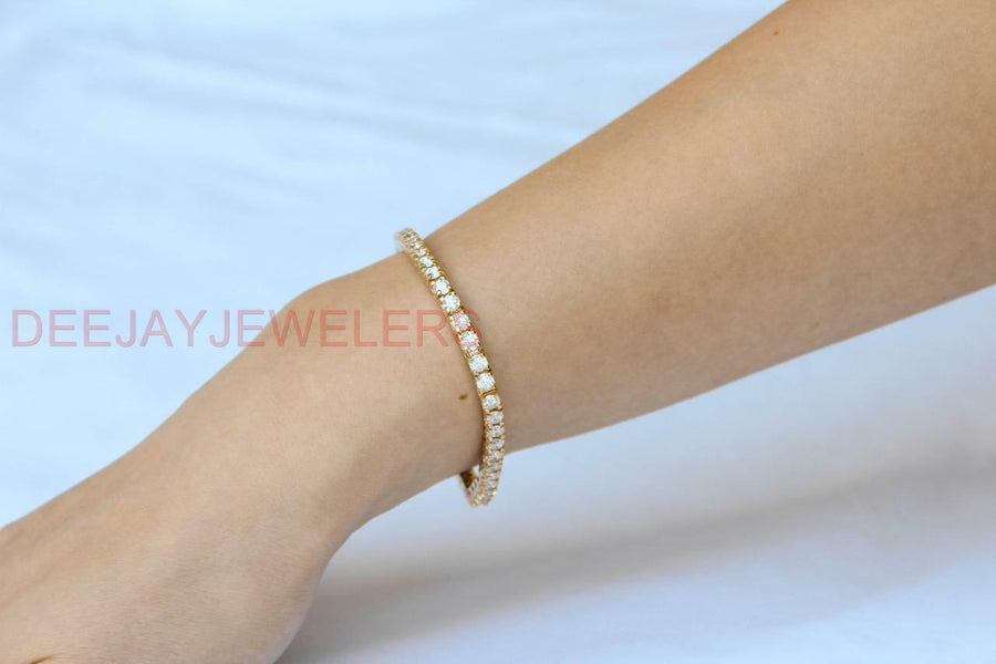 7ct Diamond Tennis Line Bracelet 14k Yellow Gold