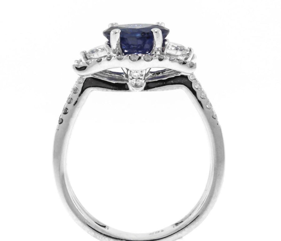 2ct Heart Sapphire and Diamond 3-Stone Ring 18k White Gold
