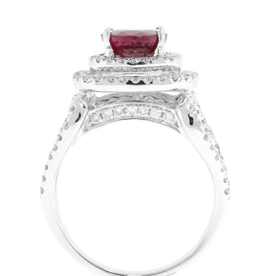 2.91ct Ruby and Diamond Statement Ring 18k White Gold