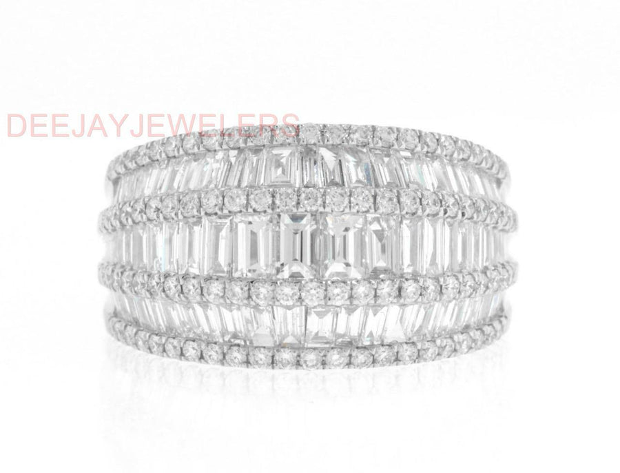 2.61ct Baguette Diamond Statement Ring 18k White Gold Band