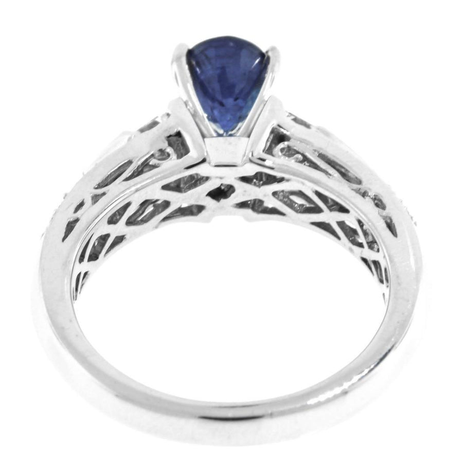 2.30ct Blue Sapphire and Diamond Ring 18k White Gold