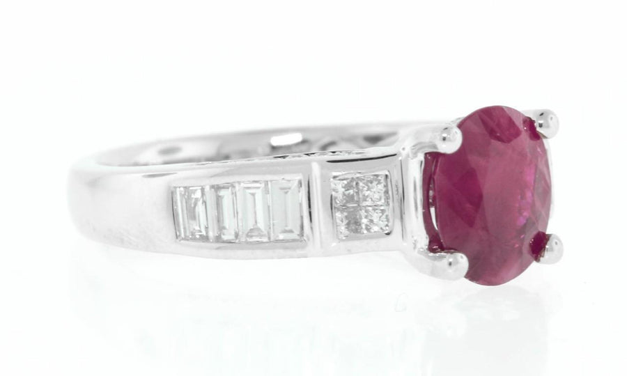 1.90ct Ruby and Diamond Ring 18k White Gold