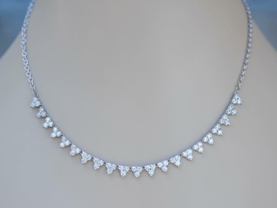3.75ct Diamond Fancy Layering Necklace 14k White Gold