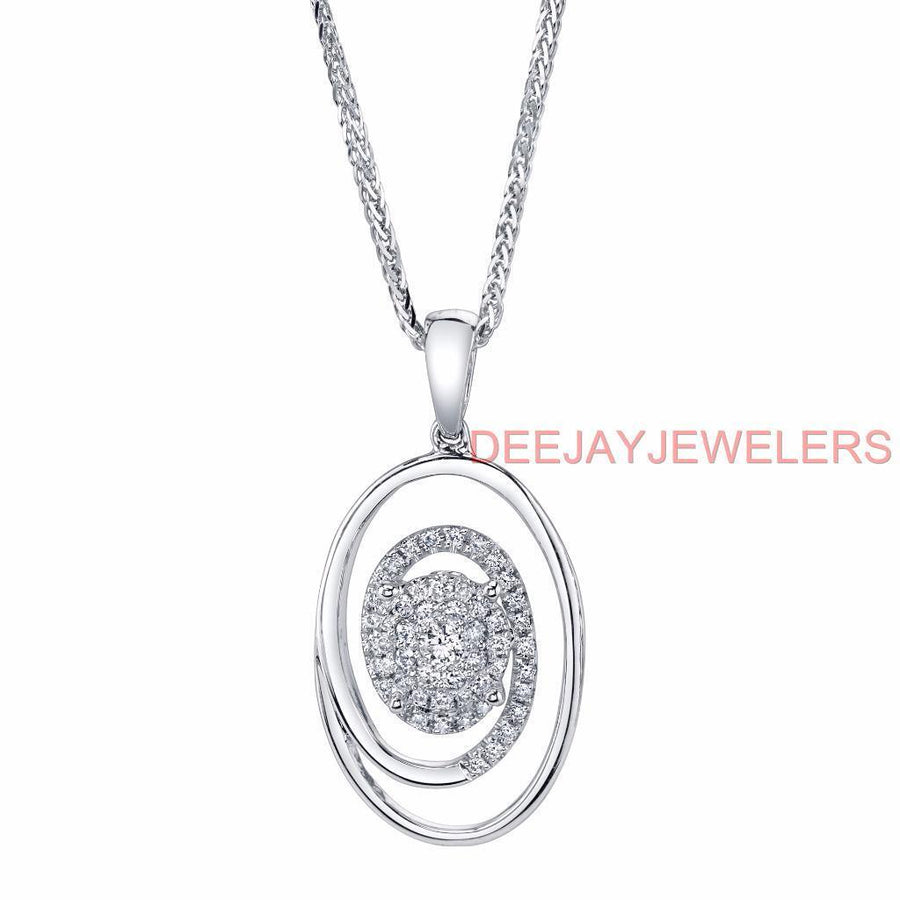 0.30ct Diamond Pendant Necklace 18k White Gold