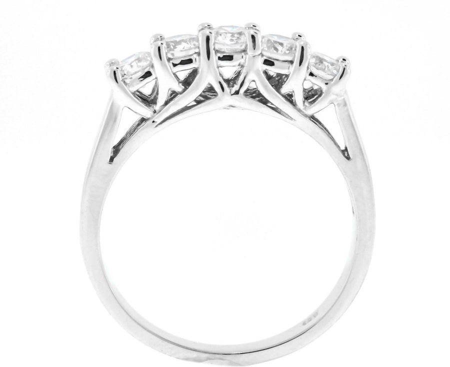 1.00ct Diamond 5 Stone Anniversary Ring 14k White Gold