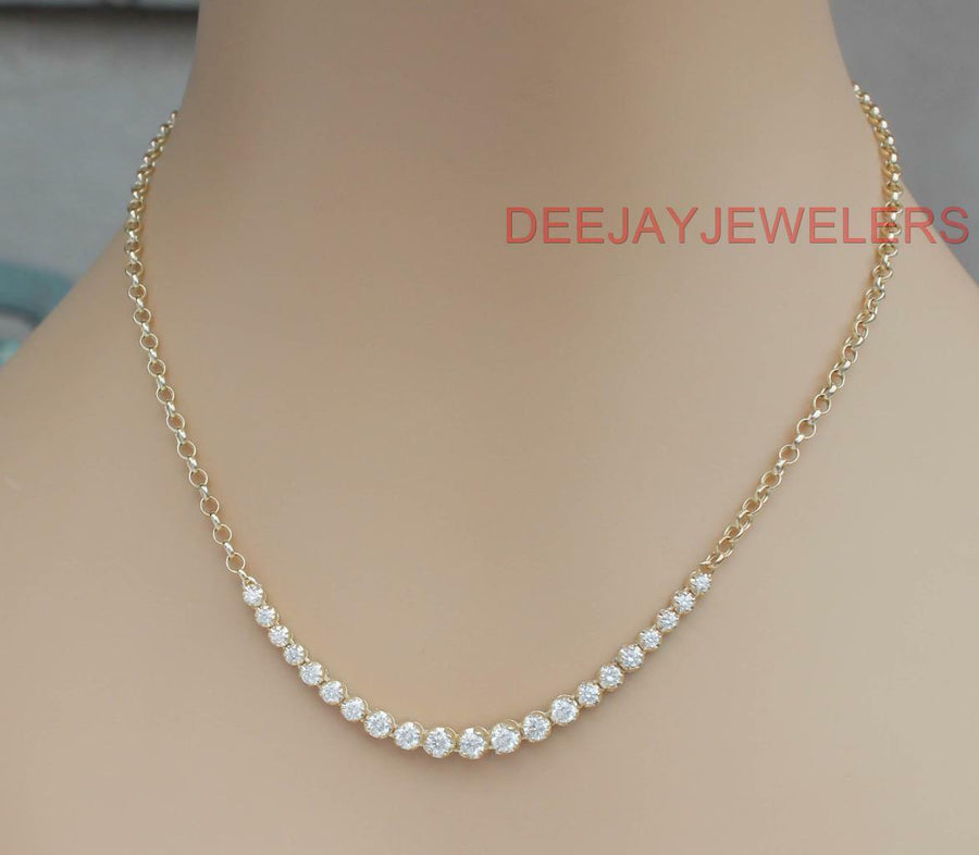 2.48ct Diamond Half Tennis Necklace 14k Yellow Gold