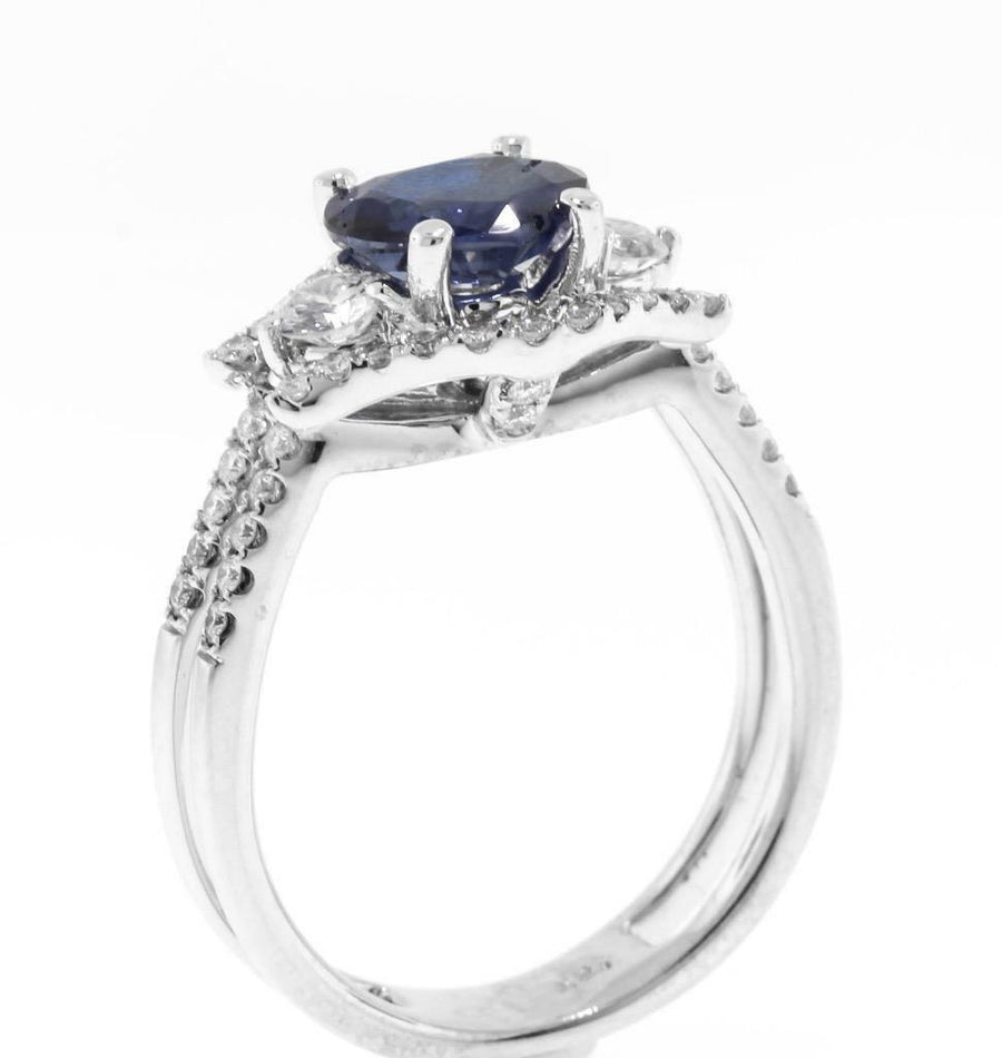 2ct Heart Sapphire and Diamond 3-Stone Ring 18k White Gold