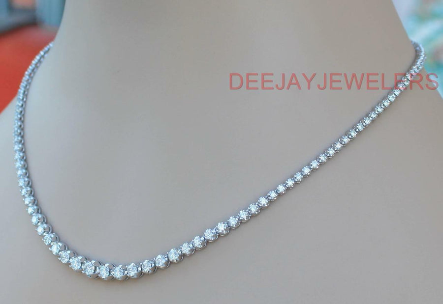 Victoria Necklace | 21.25ct Graduated Diamond Tennis Riviera Necklace 14k White Gold