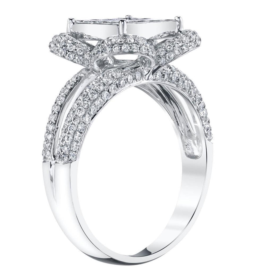 Natural VS1 Diamond Ring 1.77ct Princess Cut 18k White Gold Extra Sparkly