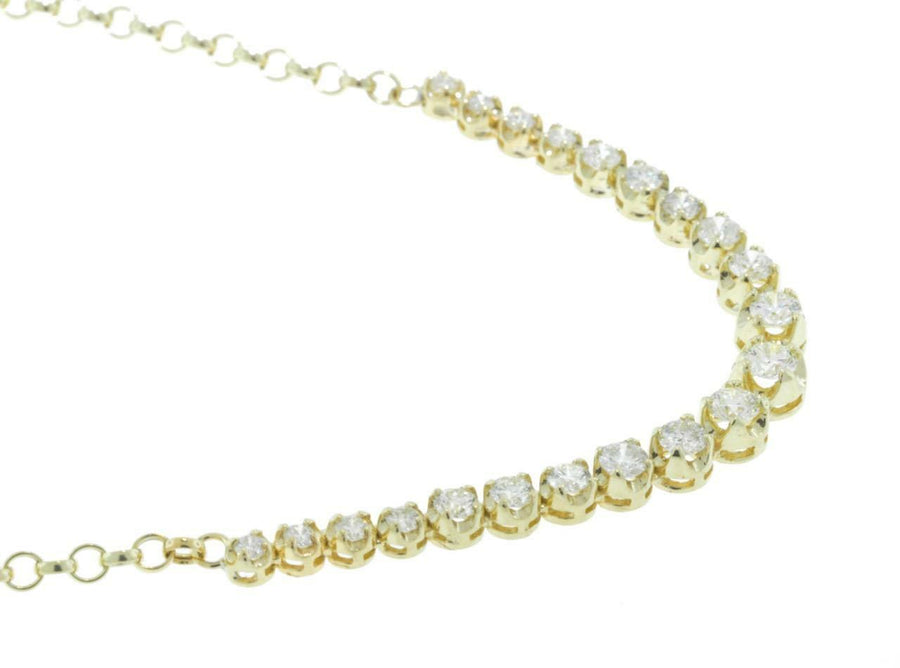 3.80ct Diamond Half Tennis Necklace 14k Yellow Gold