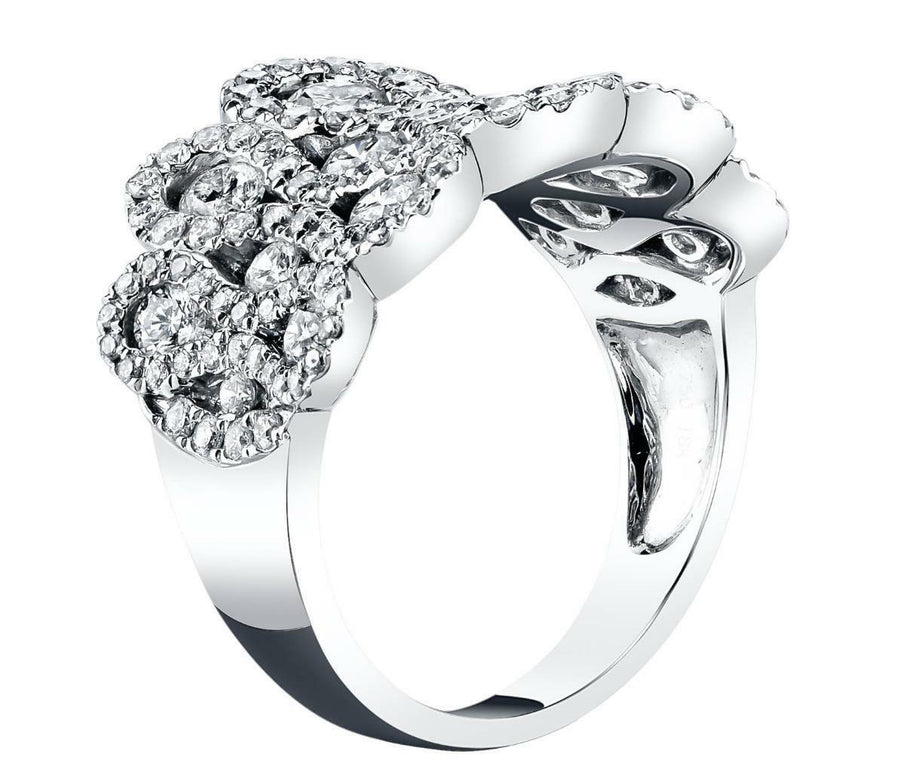 1.09ct Diamond Anniversary Ring 18k White Gold Wide Band